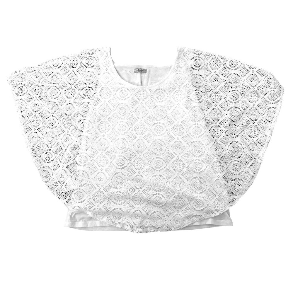 Ivy Ridge White Crochet Lace Blouse With Open Back Flutter Sleeves Boho Style LG - Picture 8 of 10